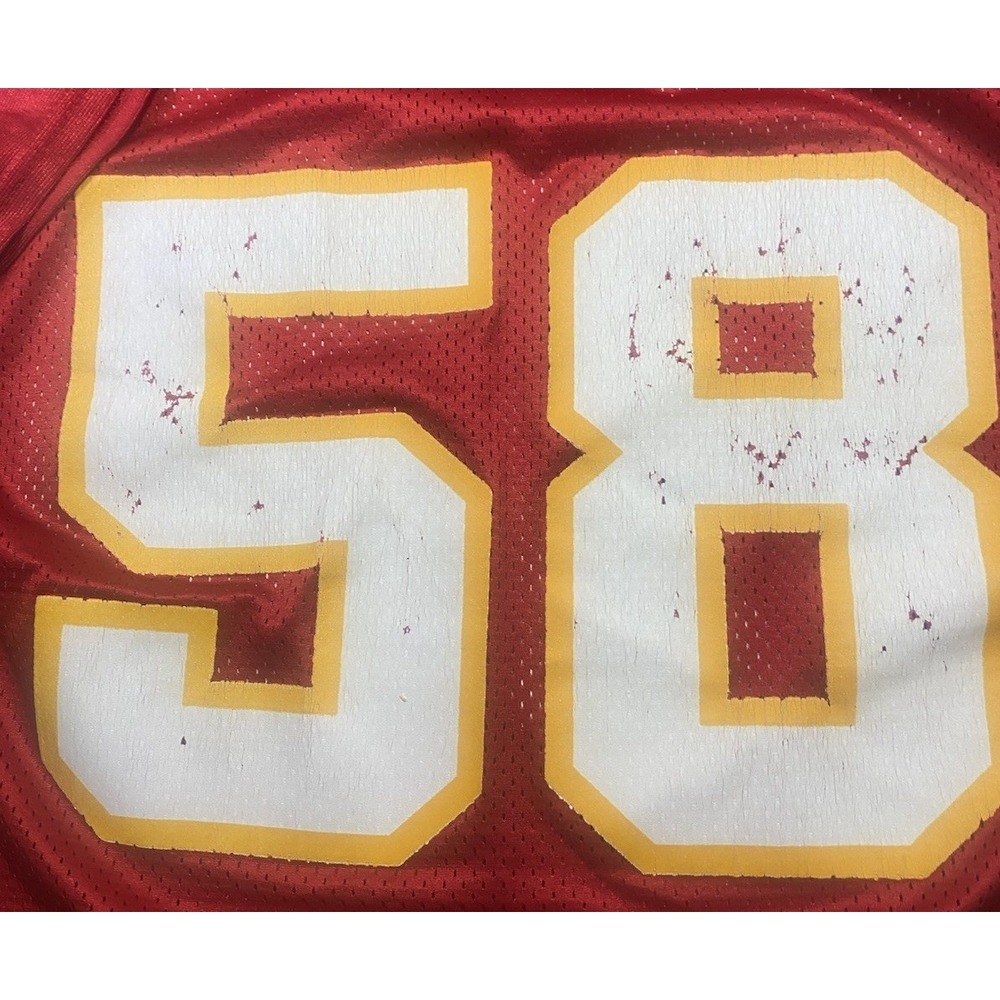 Vintage Red Oak By Brazos #58 Kansas City Chiefs Colors Jersey Medium Distressed - Picture 2 of 7